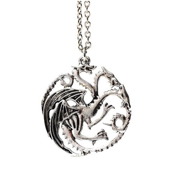 Game of Thrones Targaryen Sigil 3 Headed Dragon Metal Pendant with Necklace - Picture 2 of 9
